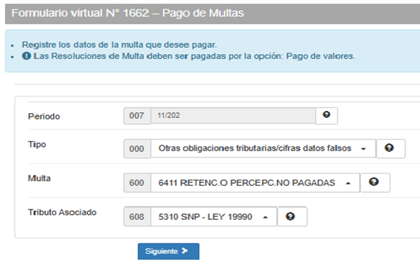 Llenado del Formulario Virtual 1622 pago de multa ONP