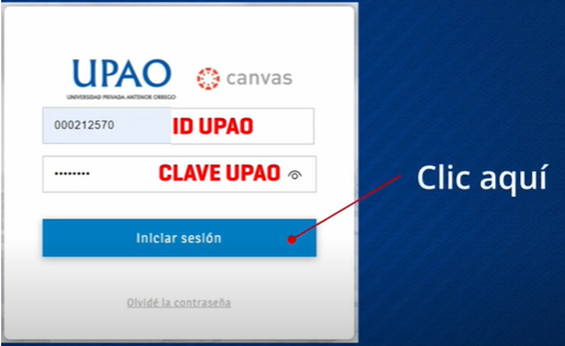 iniciar secion en canvas