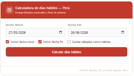 Calculo de días hábiles