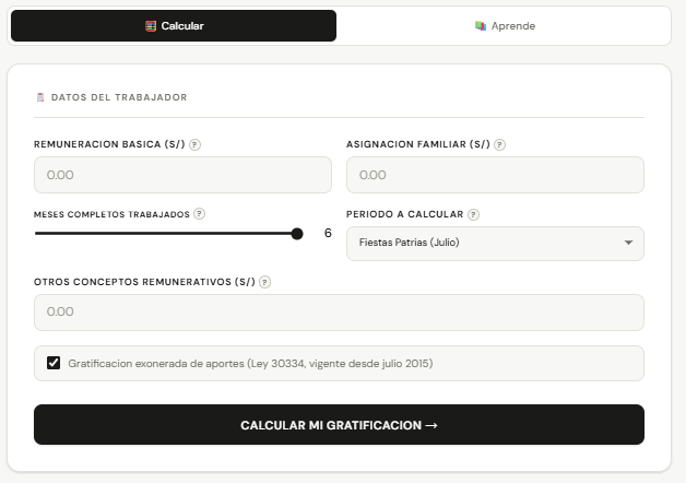 calculadora de gratificación